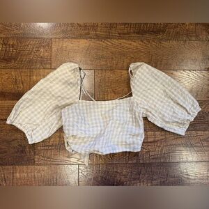 H&M Kids Cream Checkered Jumpsuit